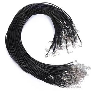 Set of 10 black waxed necklaces